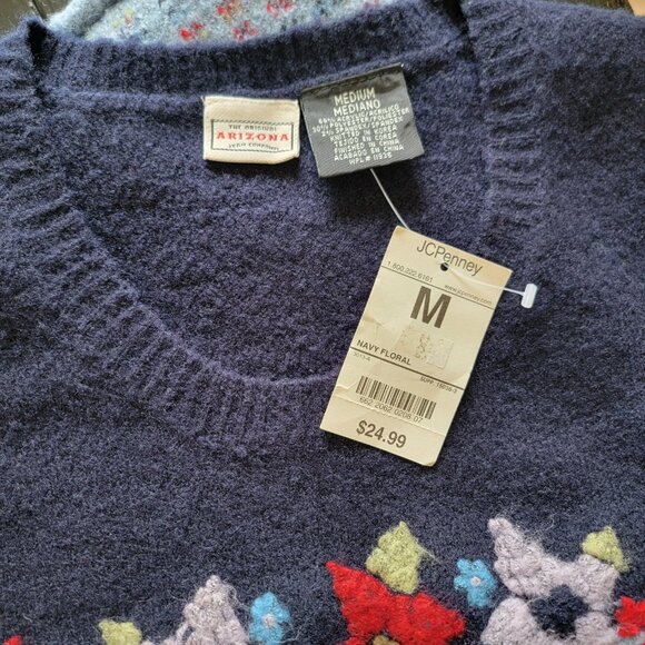 Vintage Arizona Jean Women M Fuzzy Floral Sweater Vest NWT 90s Y2K Cottagecore - Picture 8 of 10